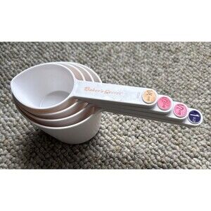 Vtg Baker's Secret Measuring Cups Set of 4 Color Plastic Retro Kitchen Magnetic